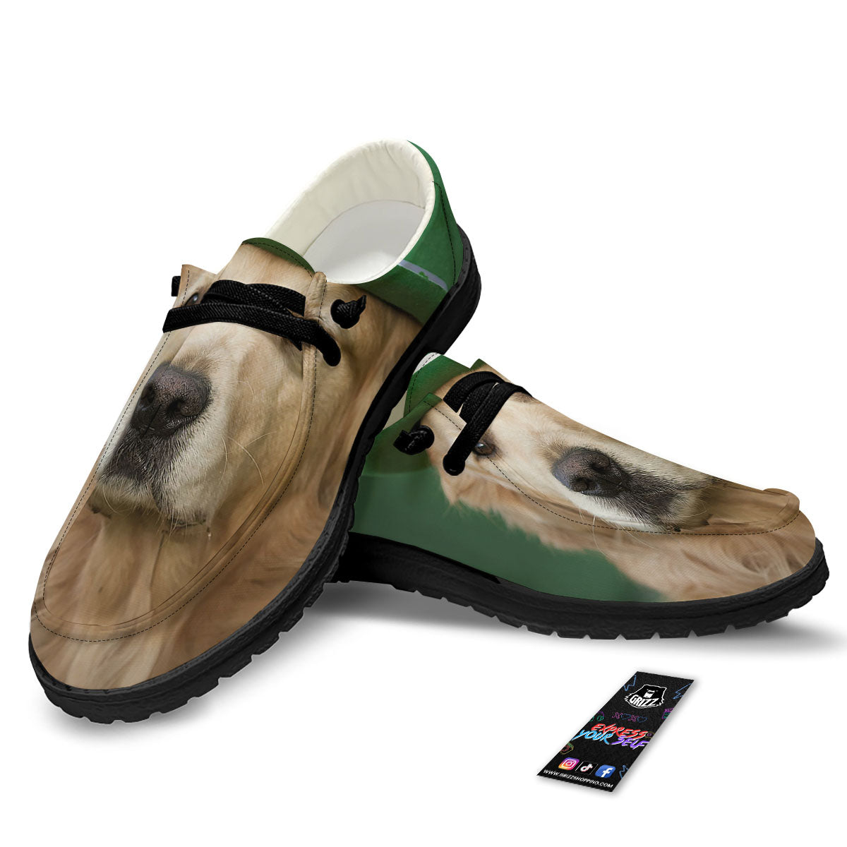 Golden Retriever Patrick's Day Print Black Loafers-grizzshop