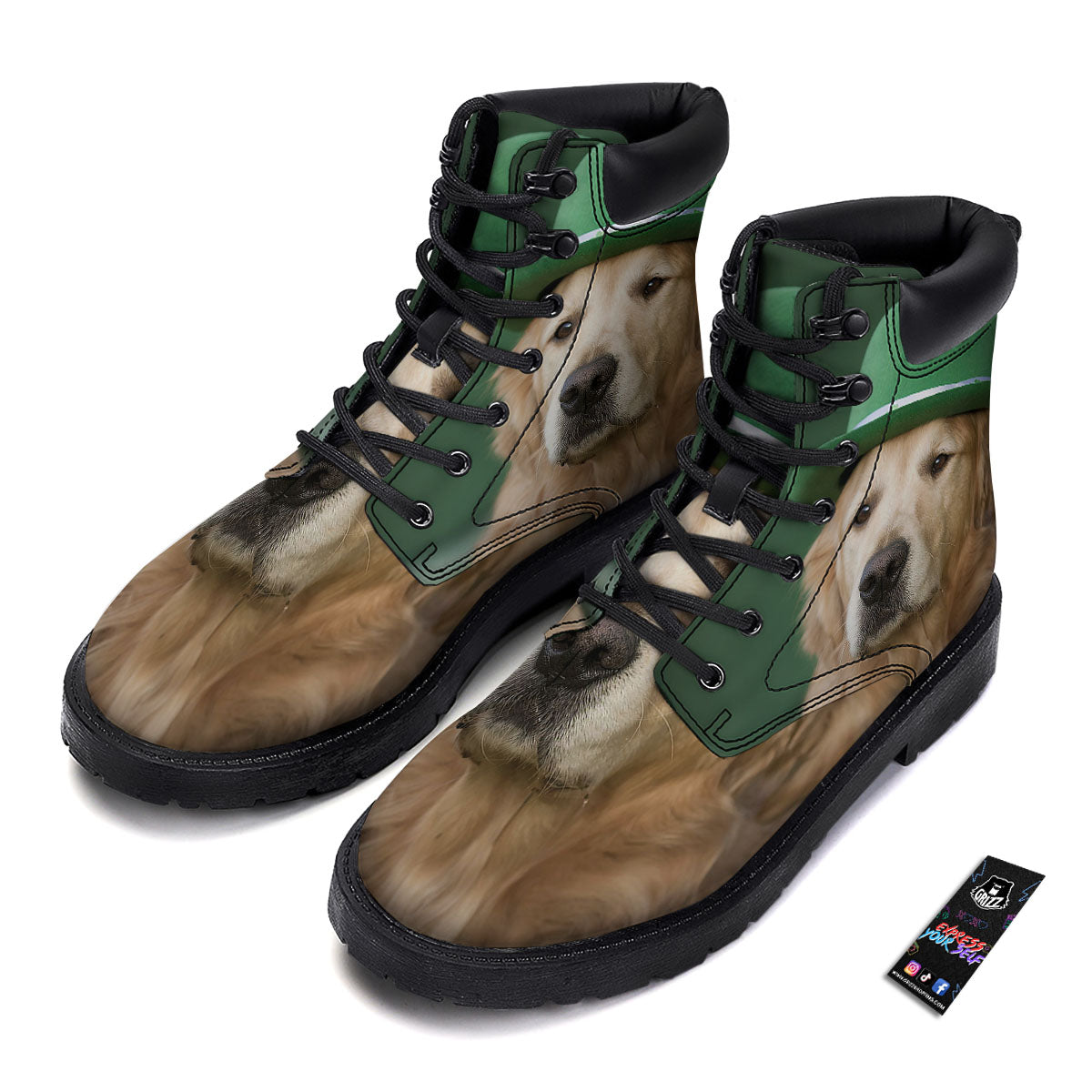 Golden Retriever Patrick's Day Print Boots-grizzshop