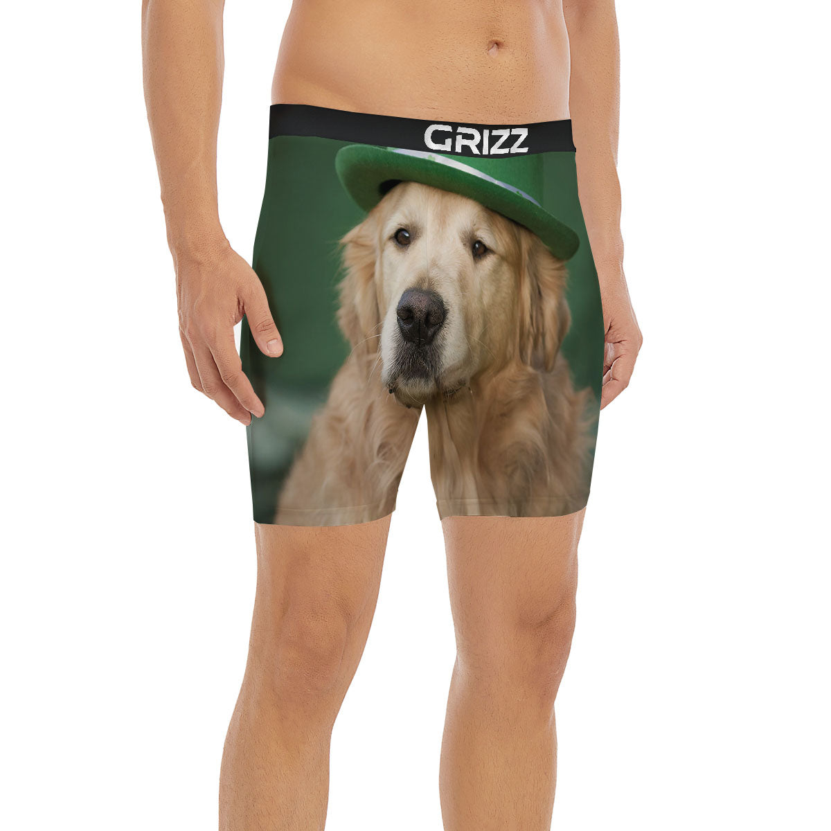 Golden Retriever Patrick's Day Print Boxer Briefs-grizzshop