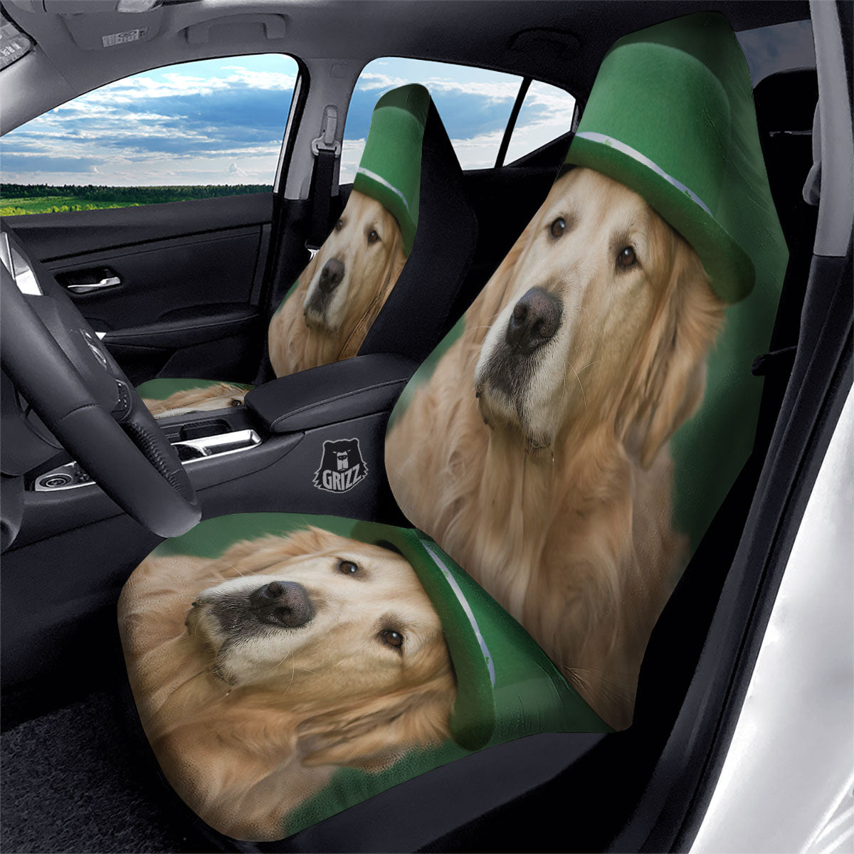 Golden Retriever Patrick's Day Print Car Seat Covers-grizzshop