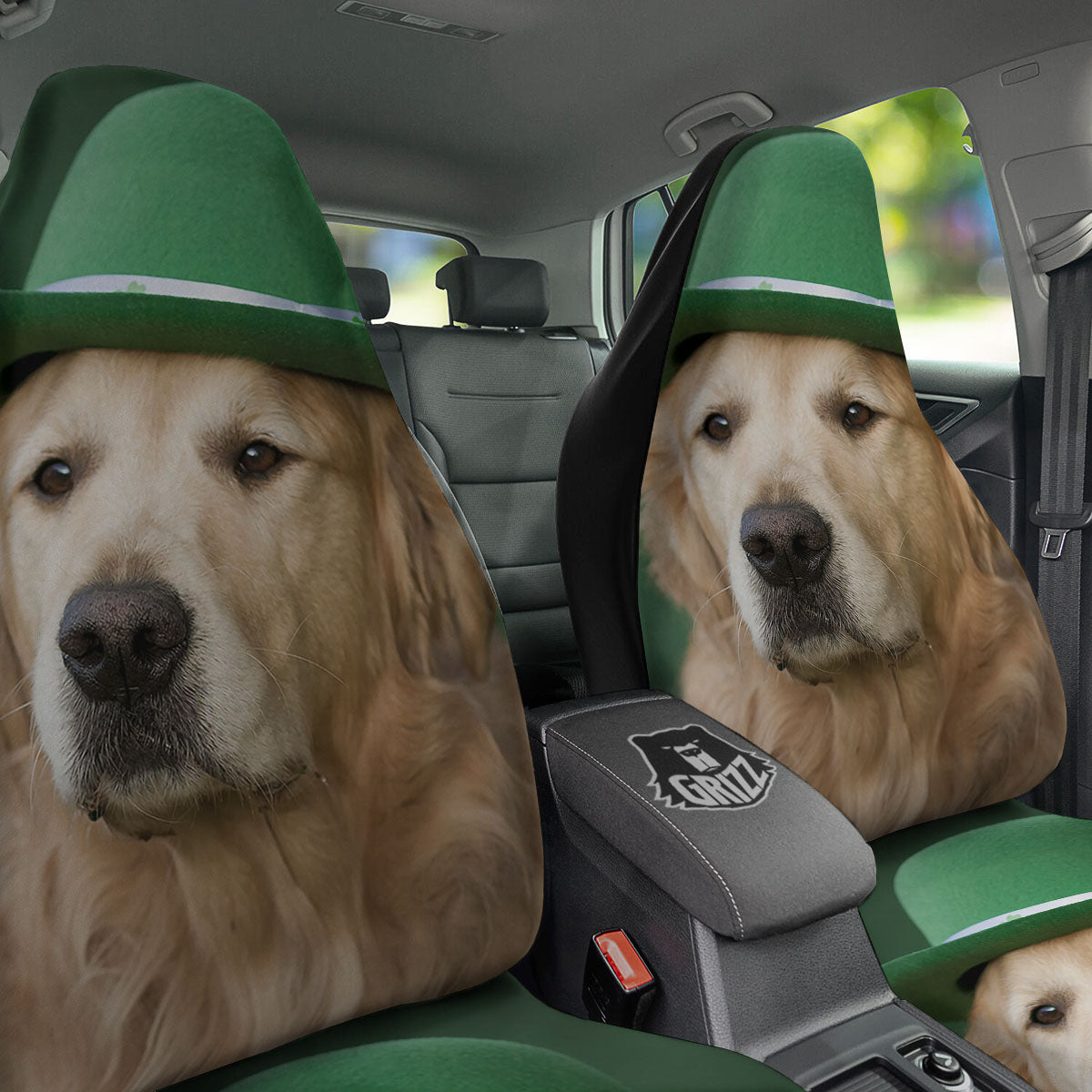 Golden Retriever Patrick's Day Print Car Seat Covers-grizzshop