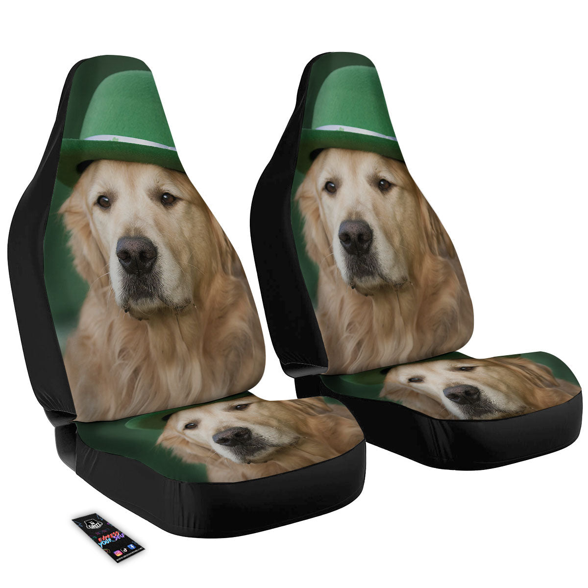 Golden Retriever Patrick's Day Print Car Seat Covers-grizzshop