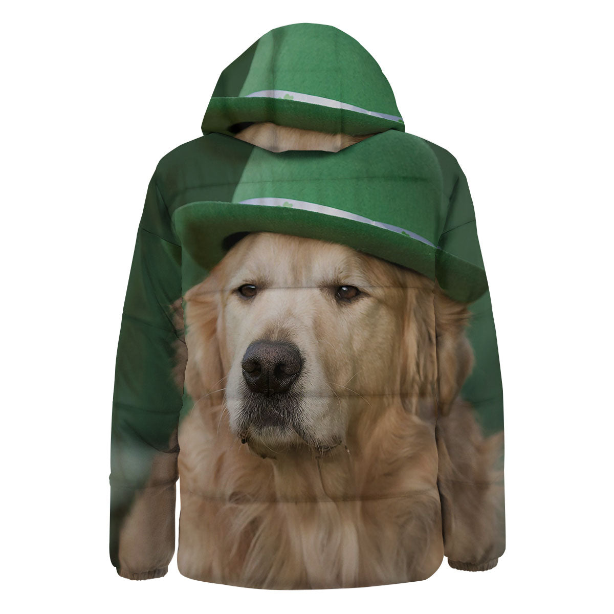 Golden Retriever Patrick's Day Print Down Jacket-grizzshop