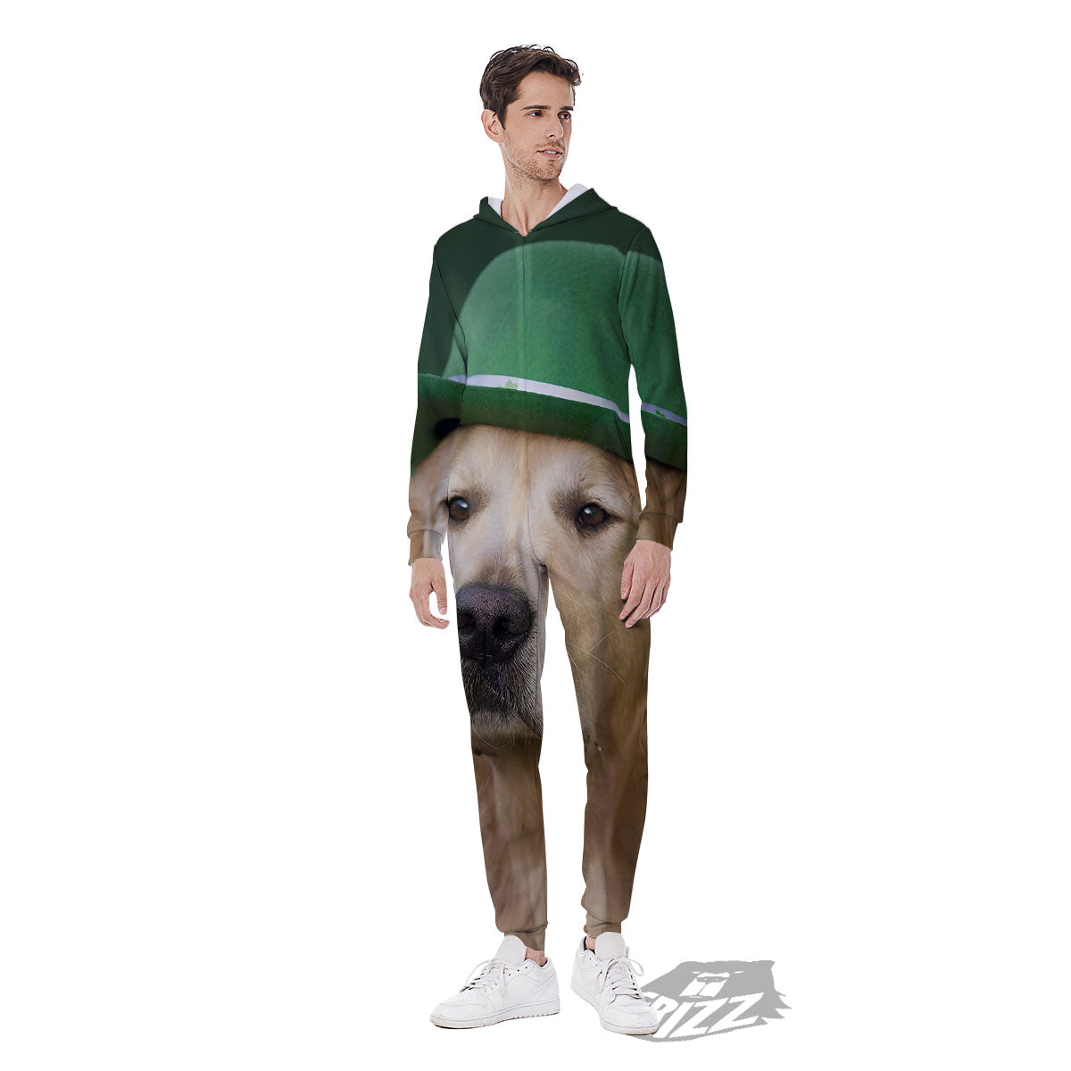 Golden Retriever Patrick's Day Print Men's Jumpsuit-grizzshop