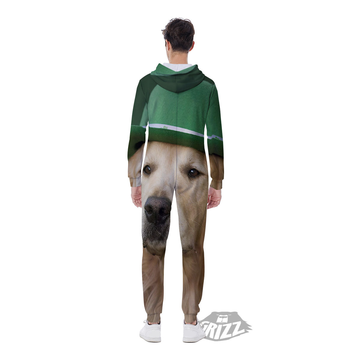Golden Retriever Patrick's Day Print Men's Jumpsuit-grizzshop