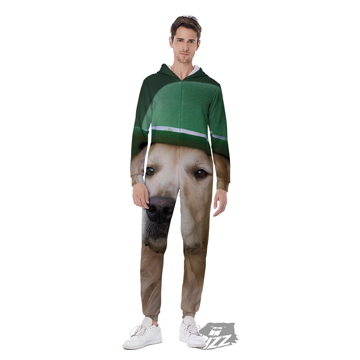 Golden Retriever Patrick's Day Print Men's Jumpsuit-grizzshop