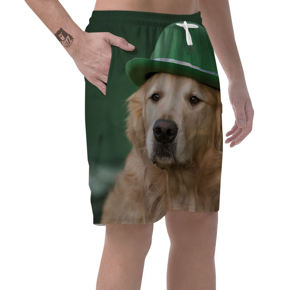 Golden Retriever Patrick's Day Print Men's Shorts-grizzshop