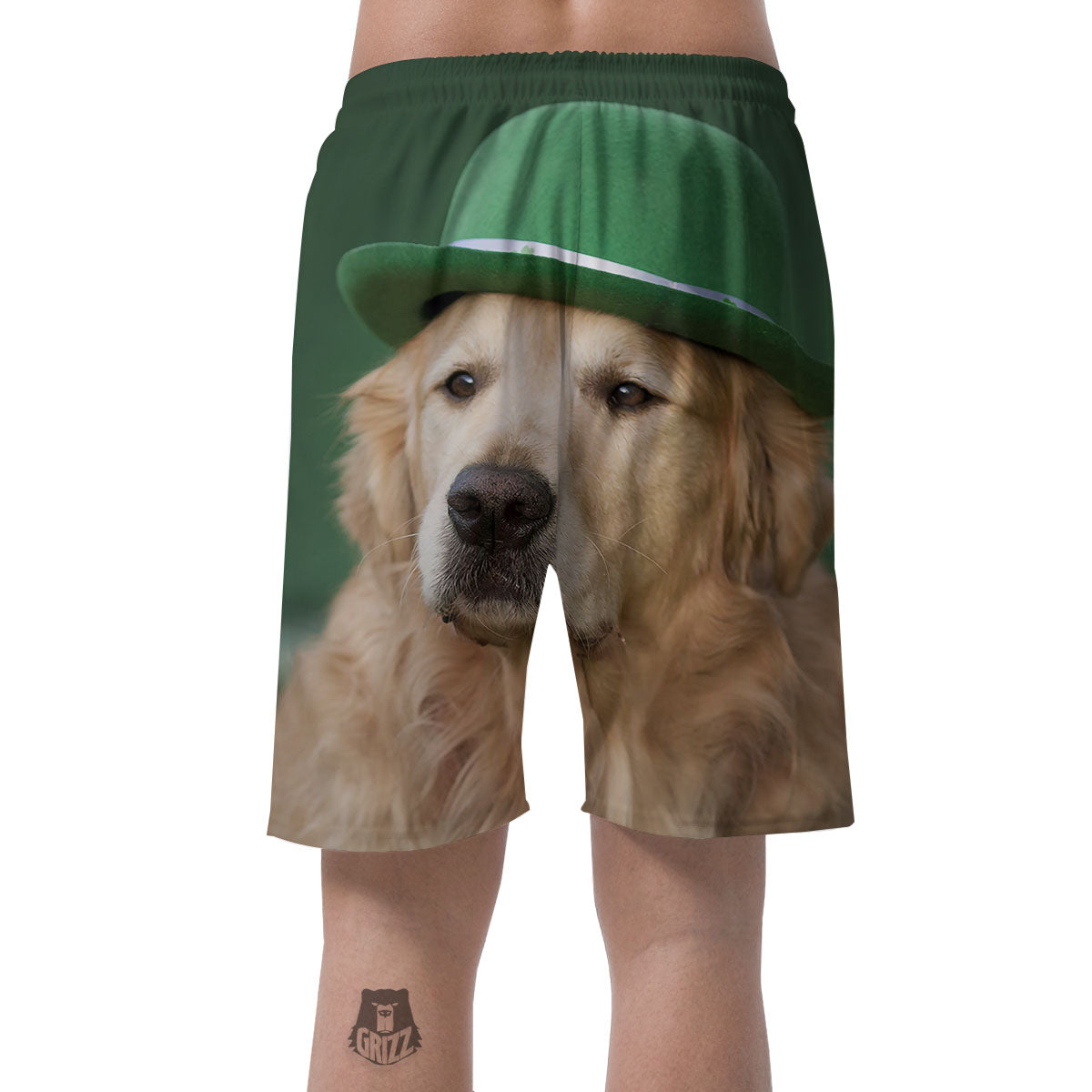 Golden Retriever Patrick's Day Print Men's Shorts-grizzshop