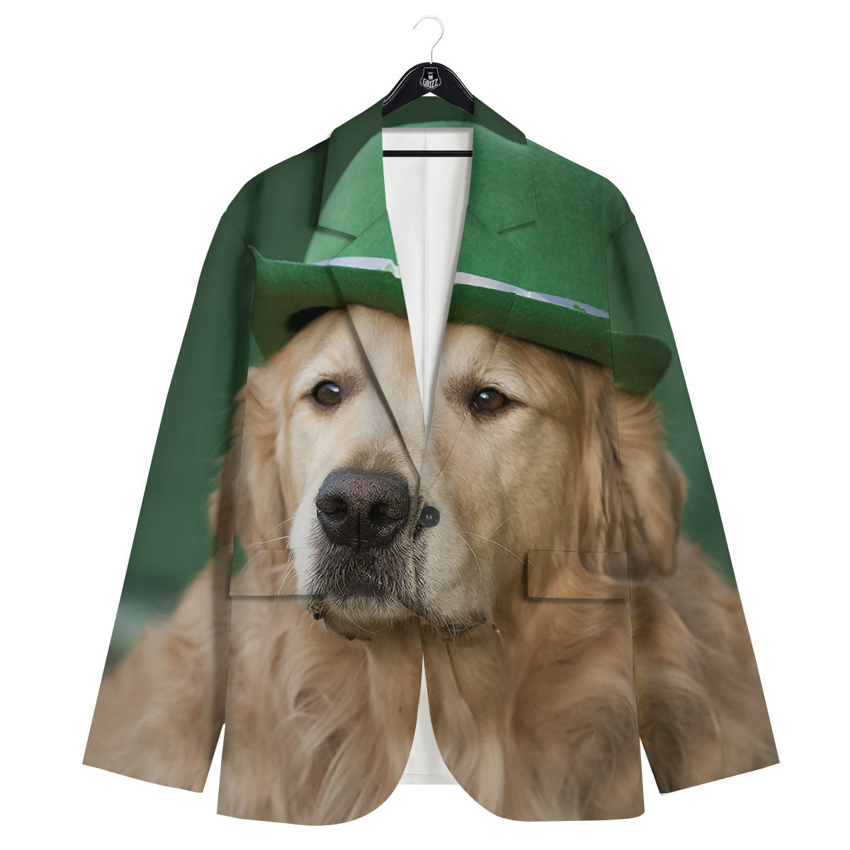 Golden Retriever Patrick's Day Print Men's Sport Coat-grizzshop