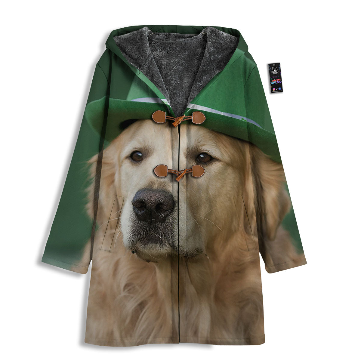 Golden Retriever Patrick's Day Print Men's Windbreaker Jacket-grizzshop