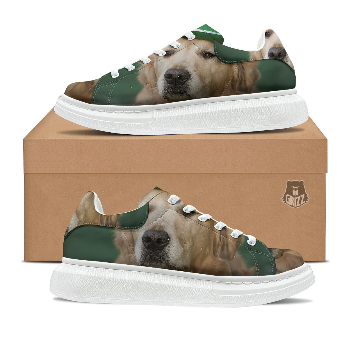 Golden Retriever Patrick's Day Print Platform Shoes-grizzshop