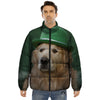 Golden Retriever Patrick's Day Print Puffer Jacket-grizzshop