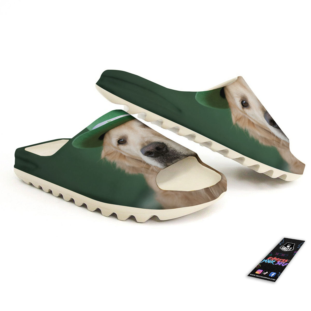 Golden Retriever Patrick's Day Print Sandals-grizzshop