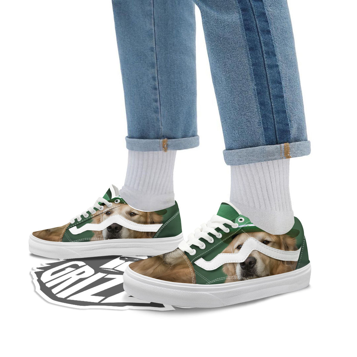 Golden Retriever Patrick's Day Print Skate Shoes-grizzshop