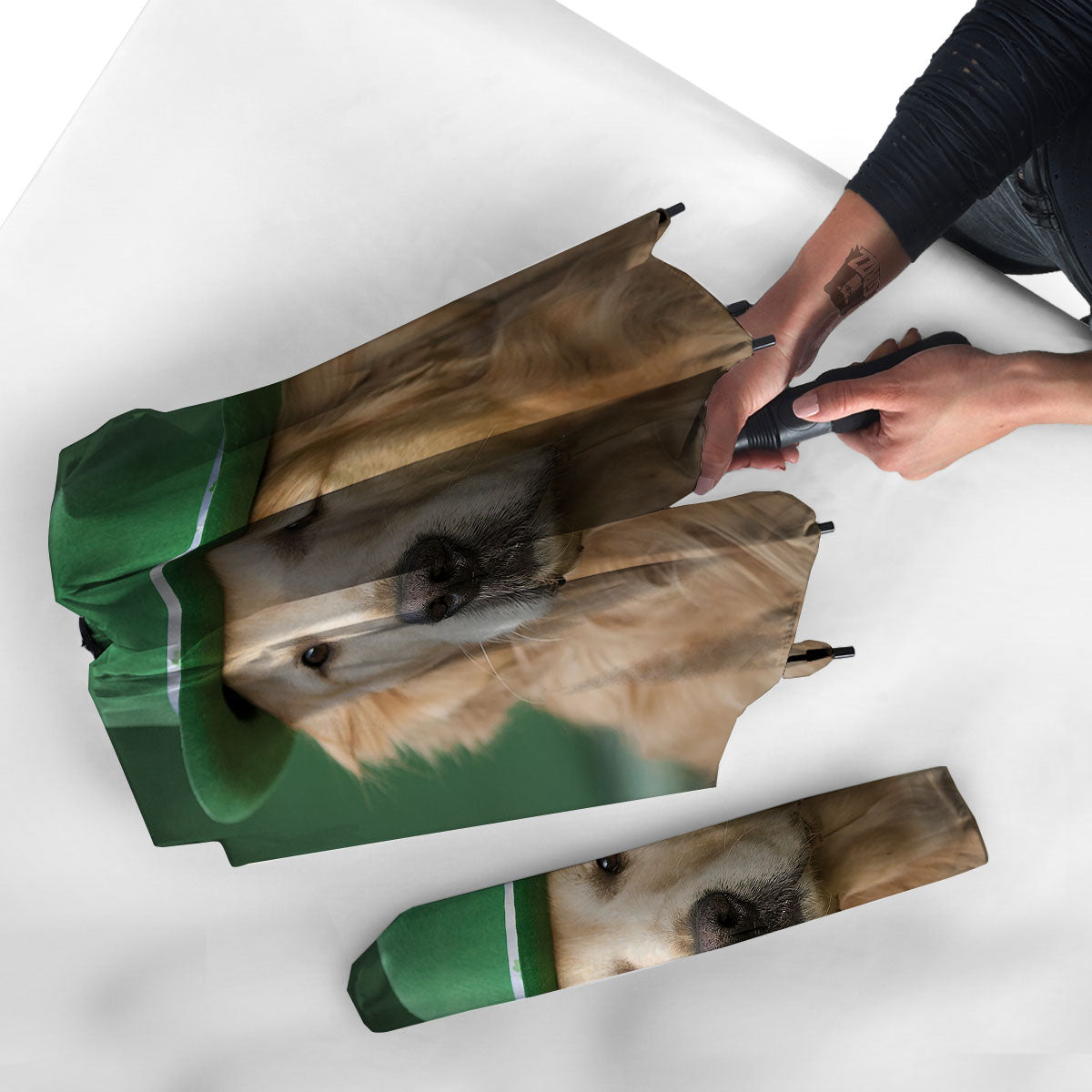 Golden Retriever Patrick's Day Print Umbrella-grizzshop