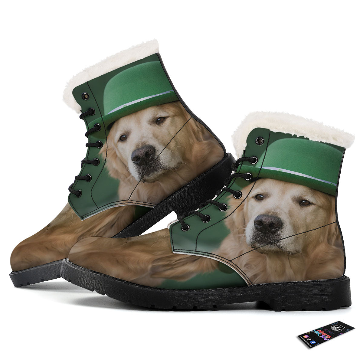 Golden Retriever Patrick's Day Print Winter Boots-grizzshop