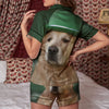 Golden Retriever Patrick's Day Print Women Silk Pajamas-grizzshop