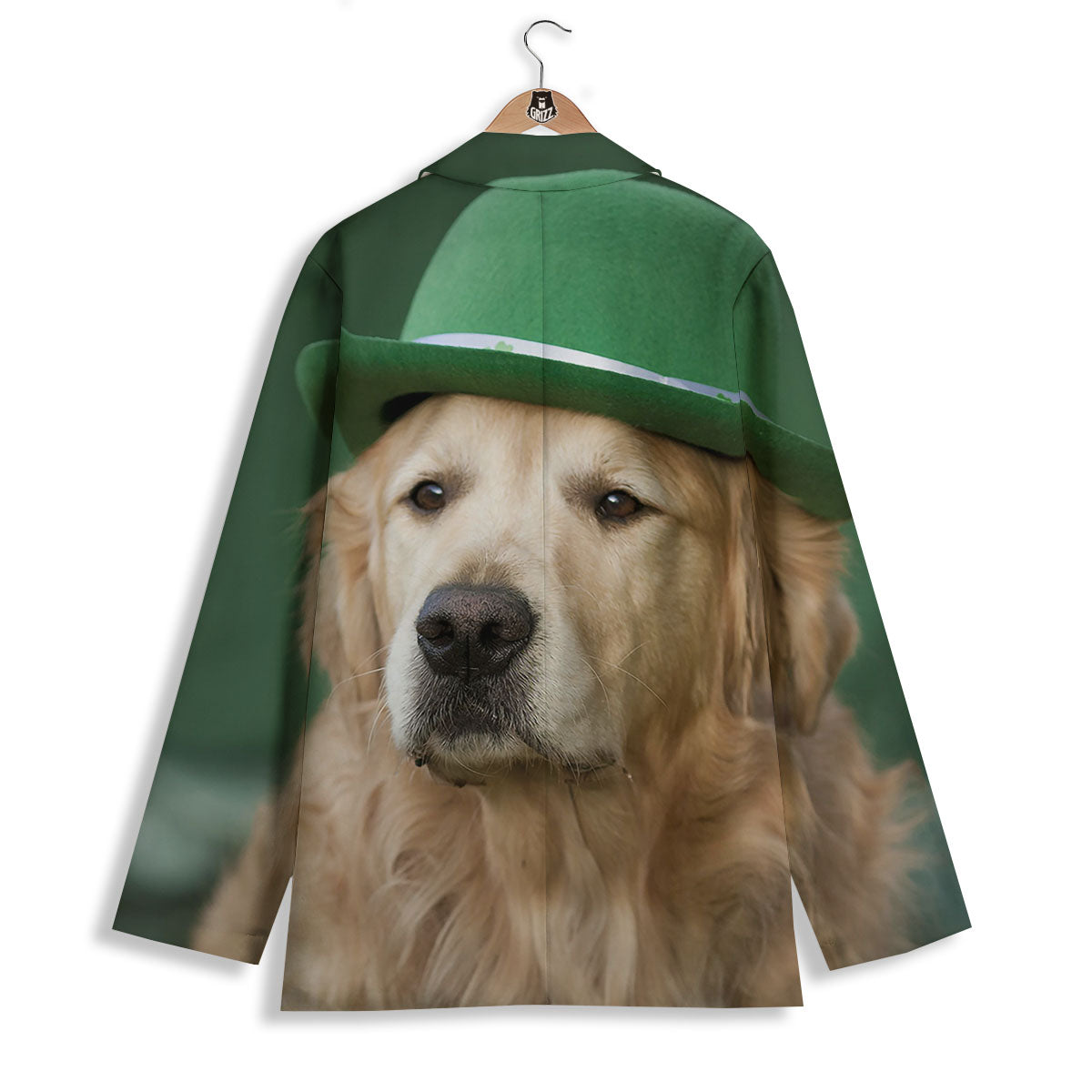 Golden Retriever Patrick's Day Print Women's Blazer-grizzshop