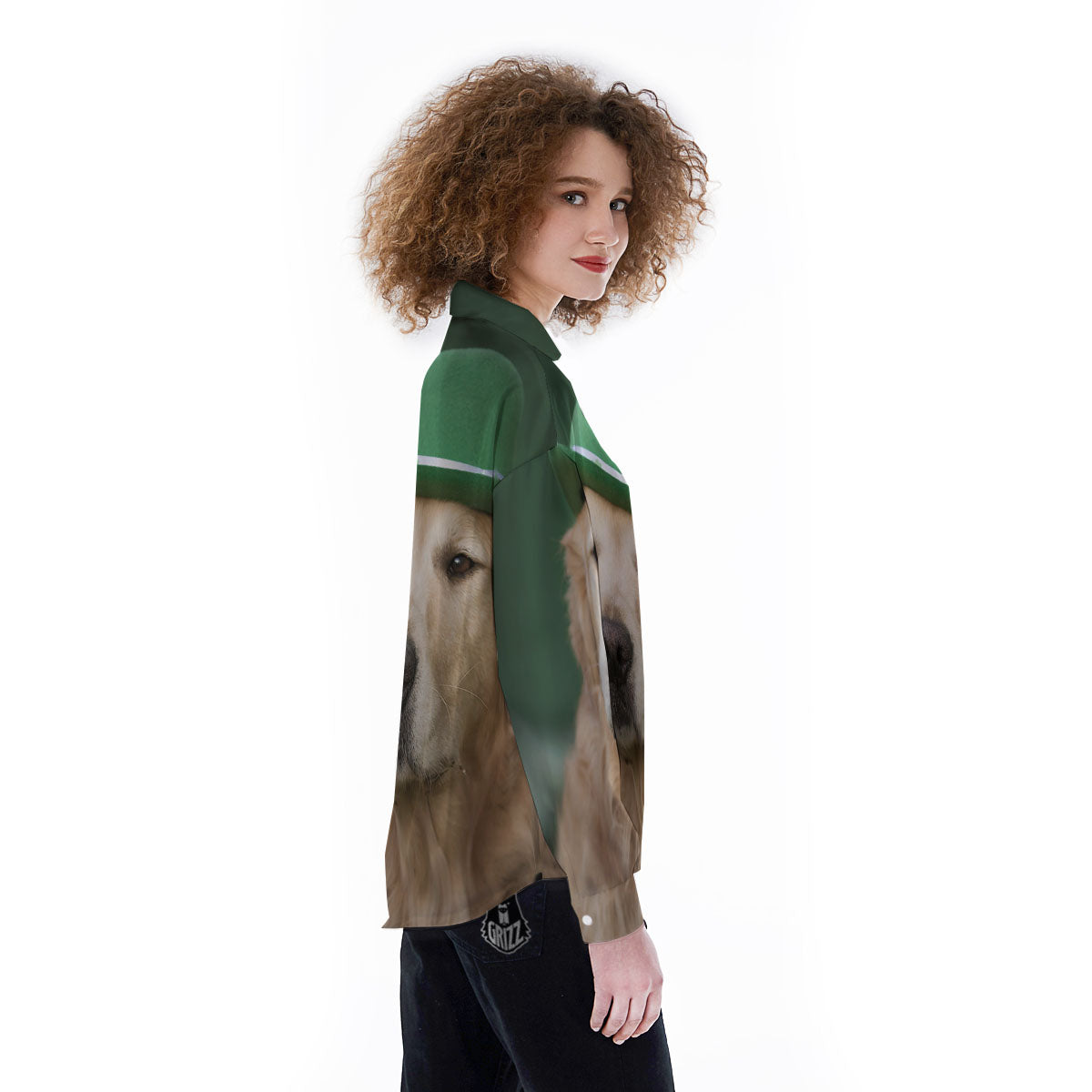 Golden Retriever Patrick's Day Print Women's Long Sleeve Shirts-grizzshop