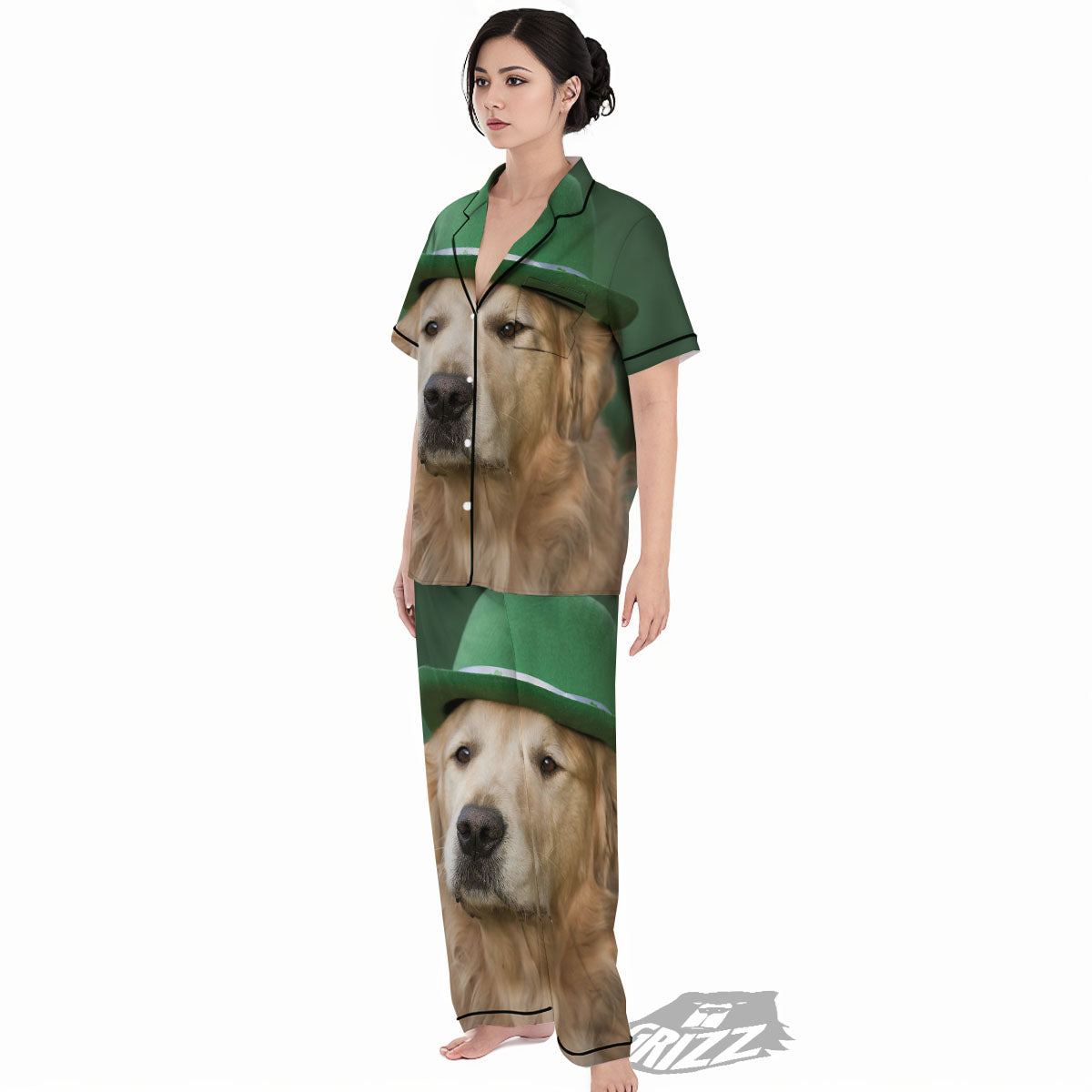 Golden Retriever Patrick's Day Print Women's Pajamas Set-grizzshop