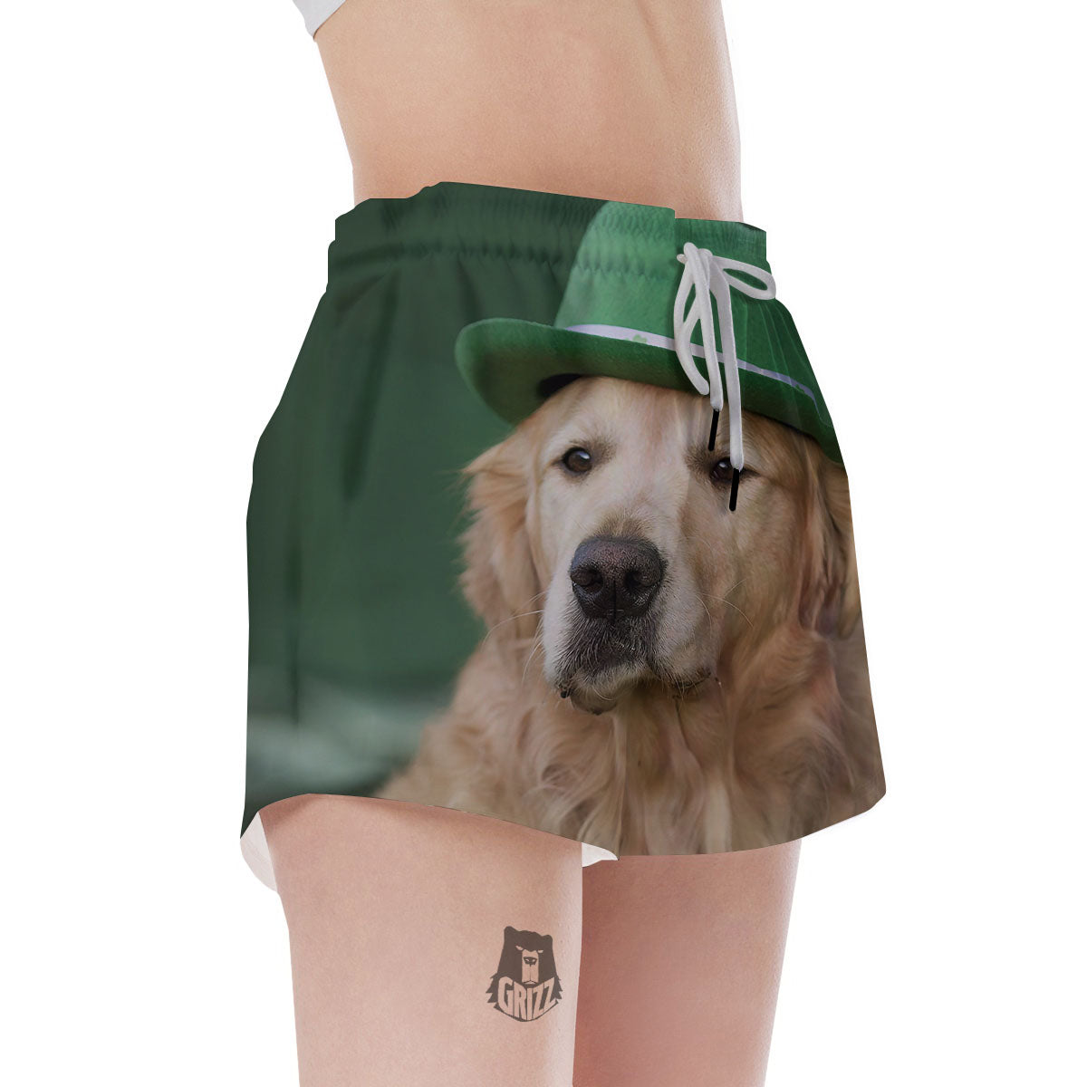 Golden Retriever Patrick's Day Print Women's Shorts-grizzshop