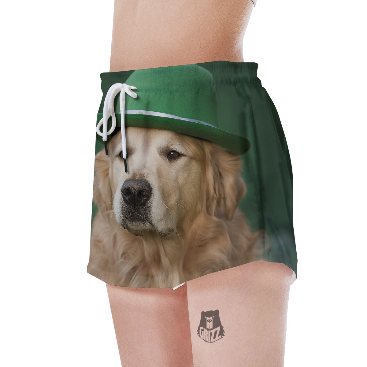 Golden Retriever Patrick's Day Print Women's Shorts-grizzshop