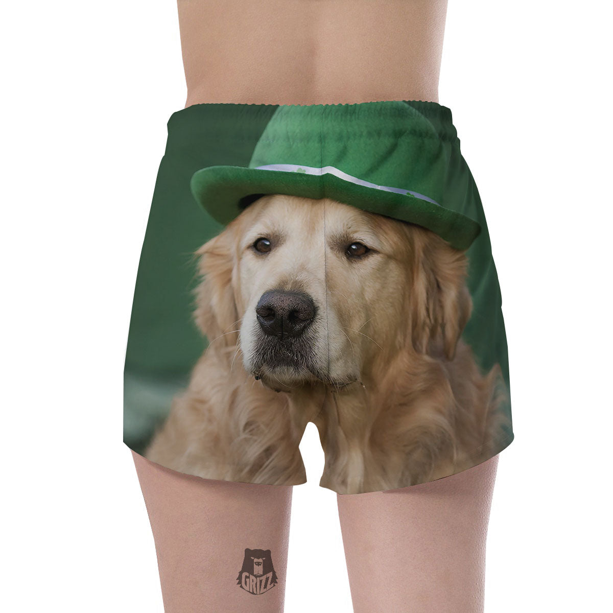 Golden Retriever Patrick's Day Print Women's Shorts-grizzshop