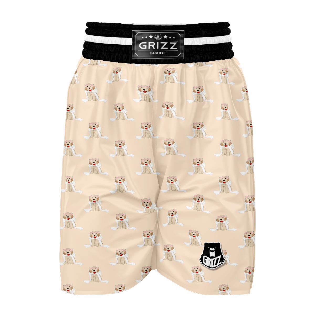 Golden Retriever Pattern Print Boxing Shorts-grizzshop