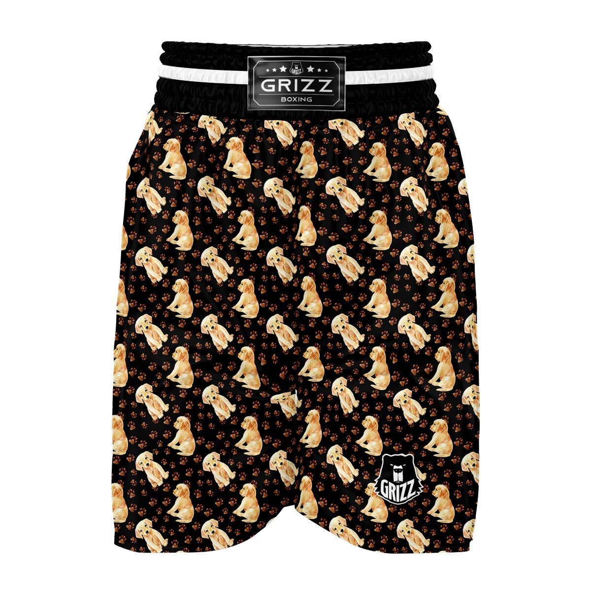 Golden Retriever Paw Pattern Print Boxing Shorts-grizzshop