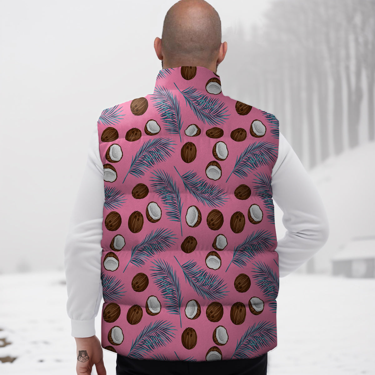 Golden Retriever Paw Pattern Print Down Vest
