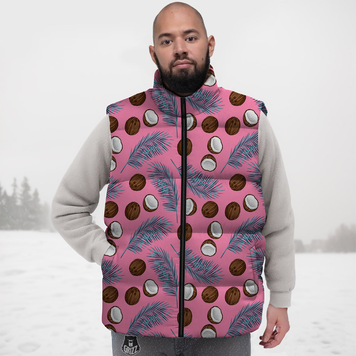 Golden Retriever Paw Pattern Print Down Vest