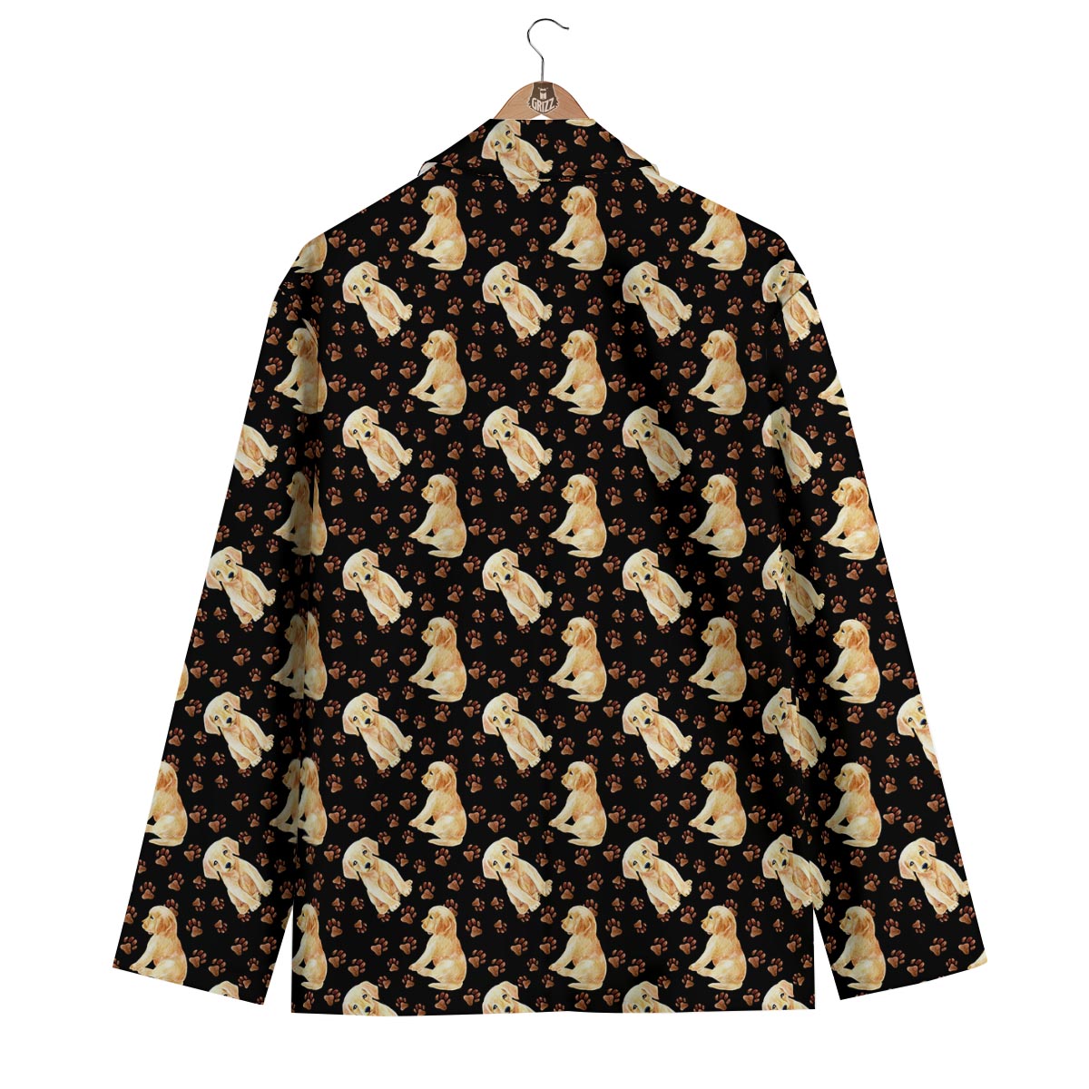 Golden Retriever Paw Pattern Print Men's Blazer-grizzshop