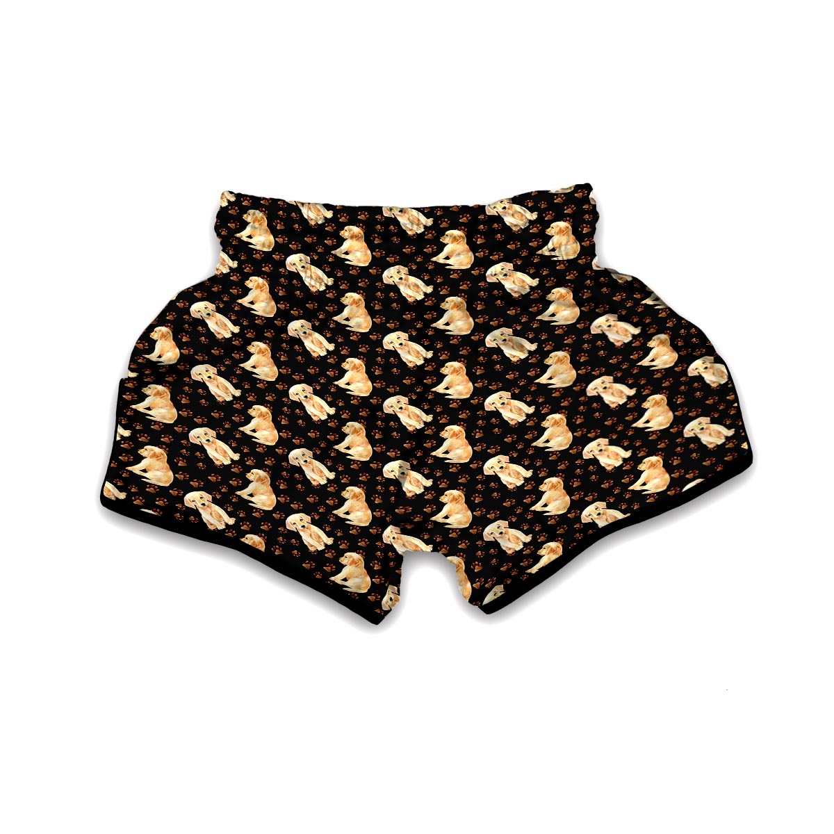 Golden Retriever Paw Pattern Print Muay Thai Boxing Shorts-grizzshop