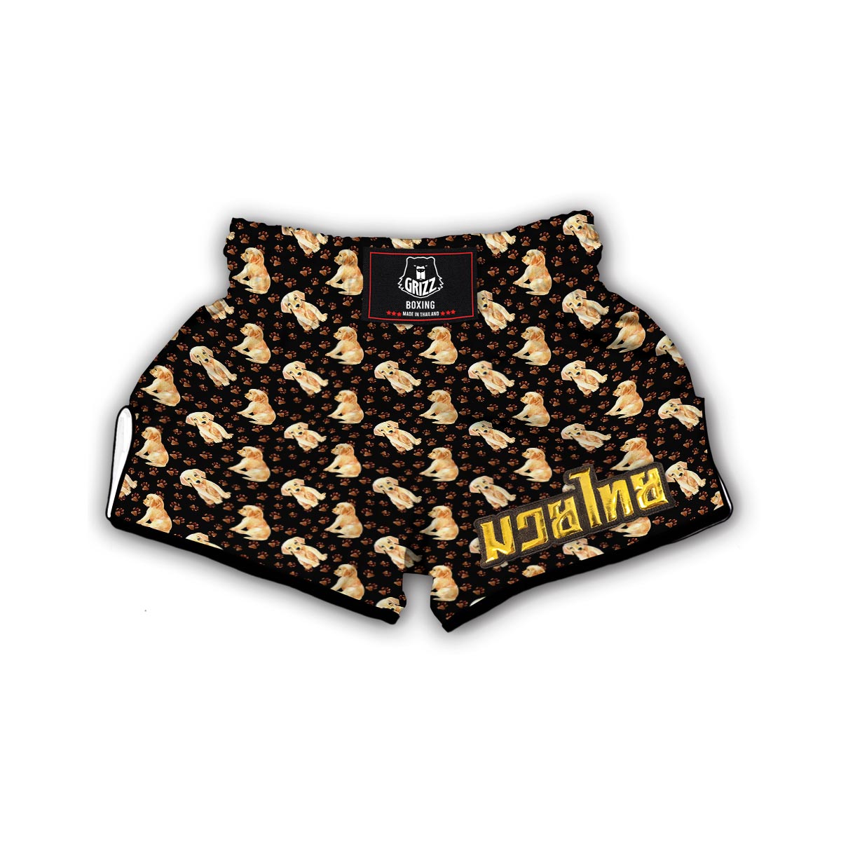 Golden Retriever Paw Pattern Print Muay Thai Boxing Shorts-grizzshop