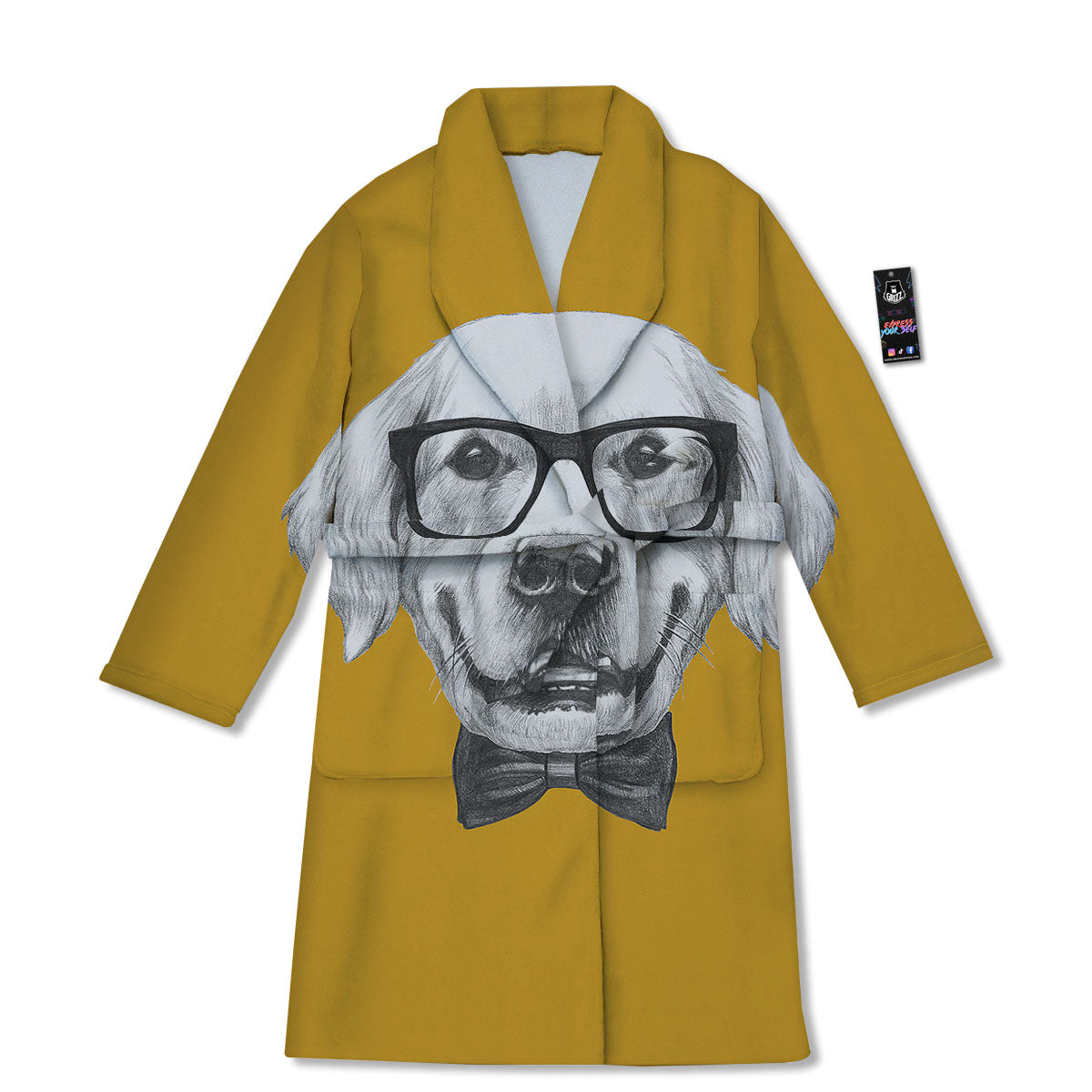 Golden Retriever With Glasses Print Bathrobe-grizzshop