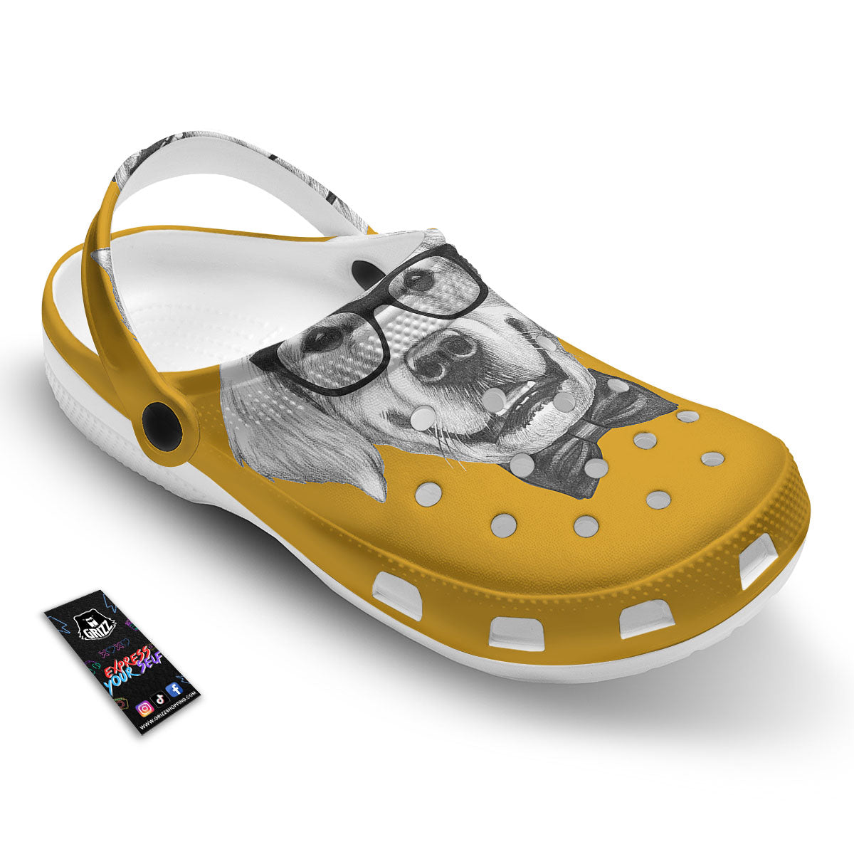 Golden Retriever With Glasses Print Clog-grizzshop