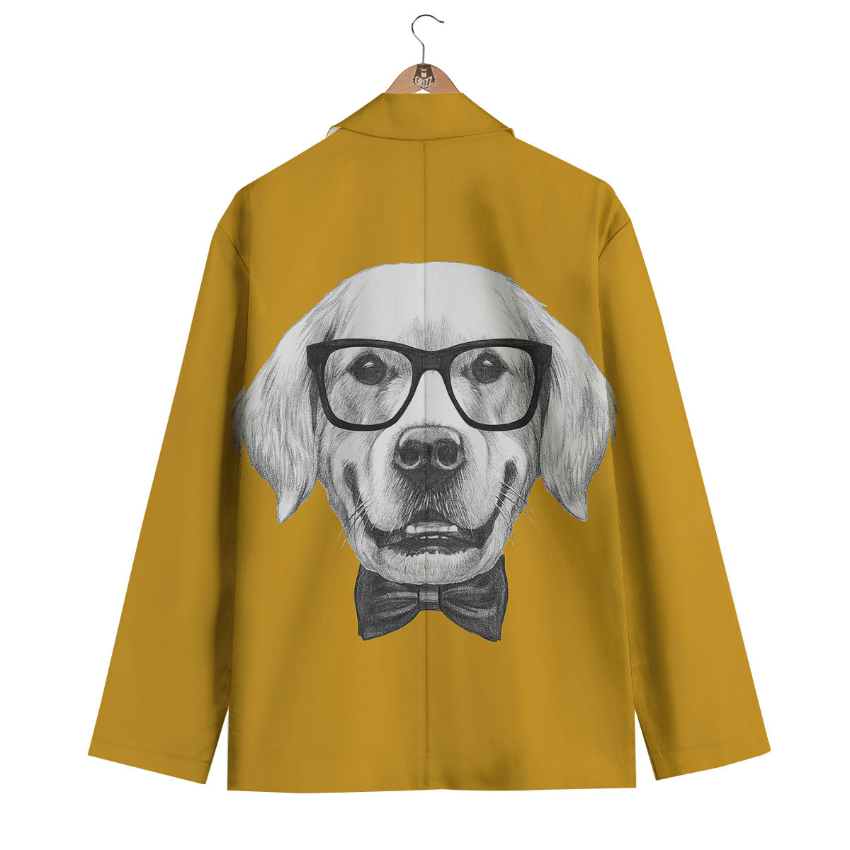 Golden Retriever With Glasses Print Men's Blazer-grizzshop