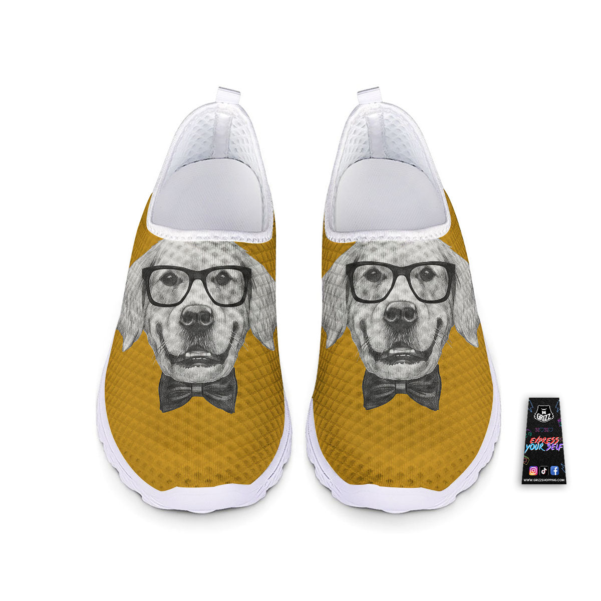Golden Retriever With Glasses Print Nurse Shoes-grizzshop