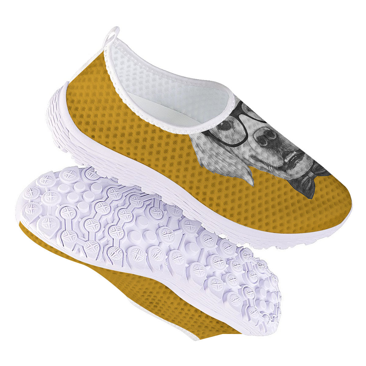 Golden Retriever With Glasses Print Nurse Shoes-grizzshop