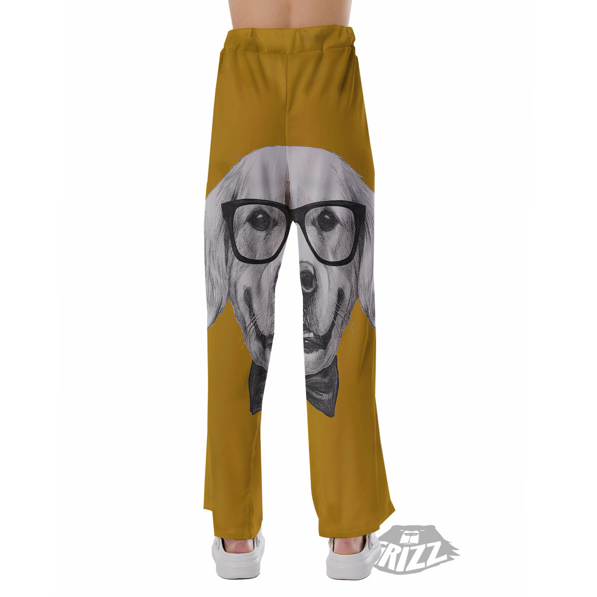 Golden Retriever With Glasses Print Pajama Pants-grizzshop