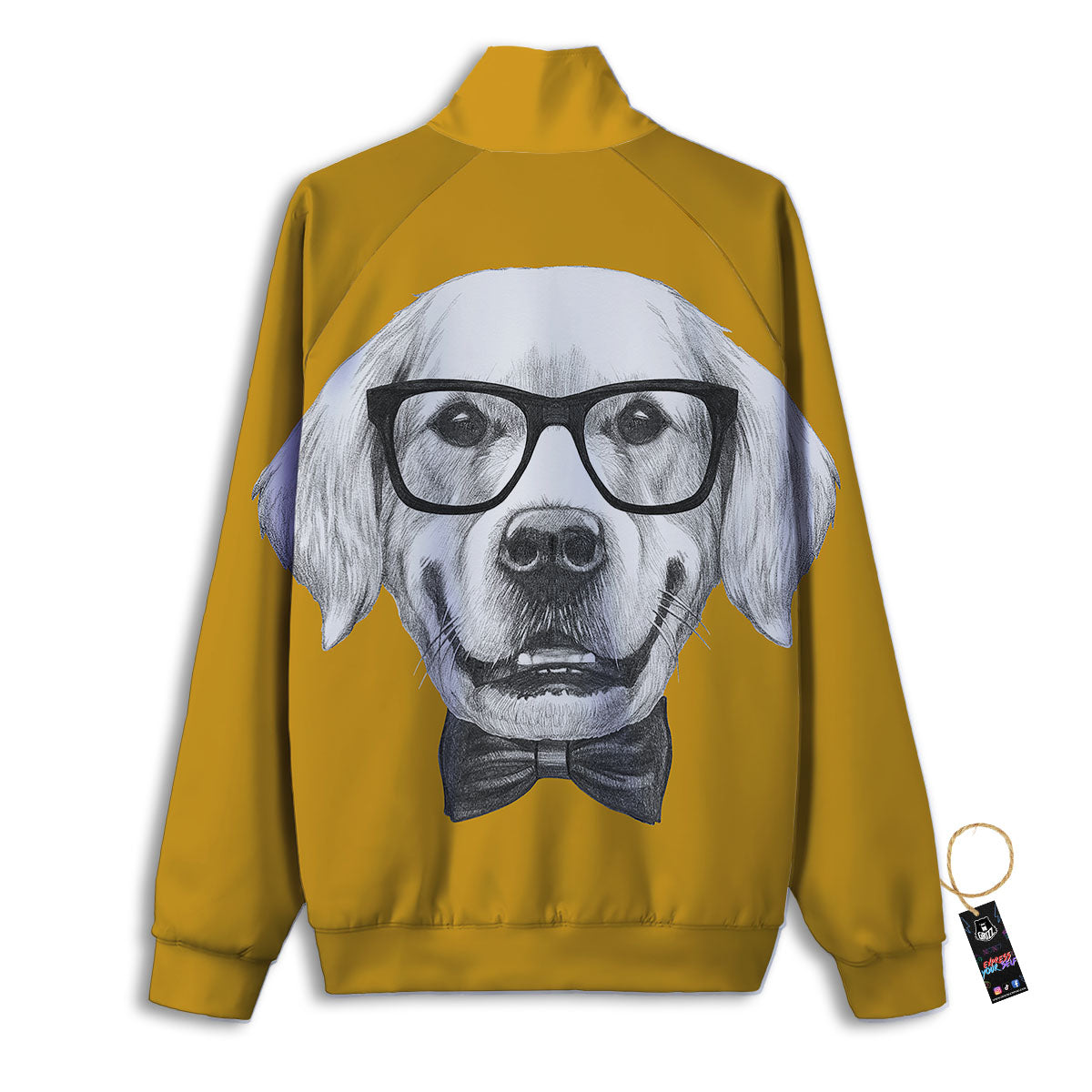 Golden Retriever With Glasses Print Track Jacket-grizzshop