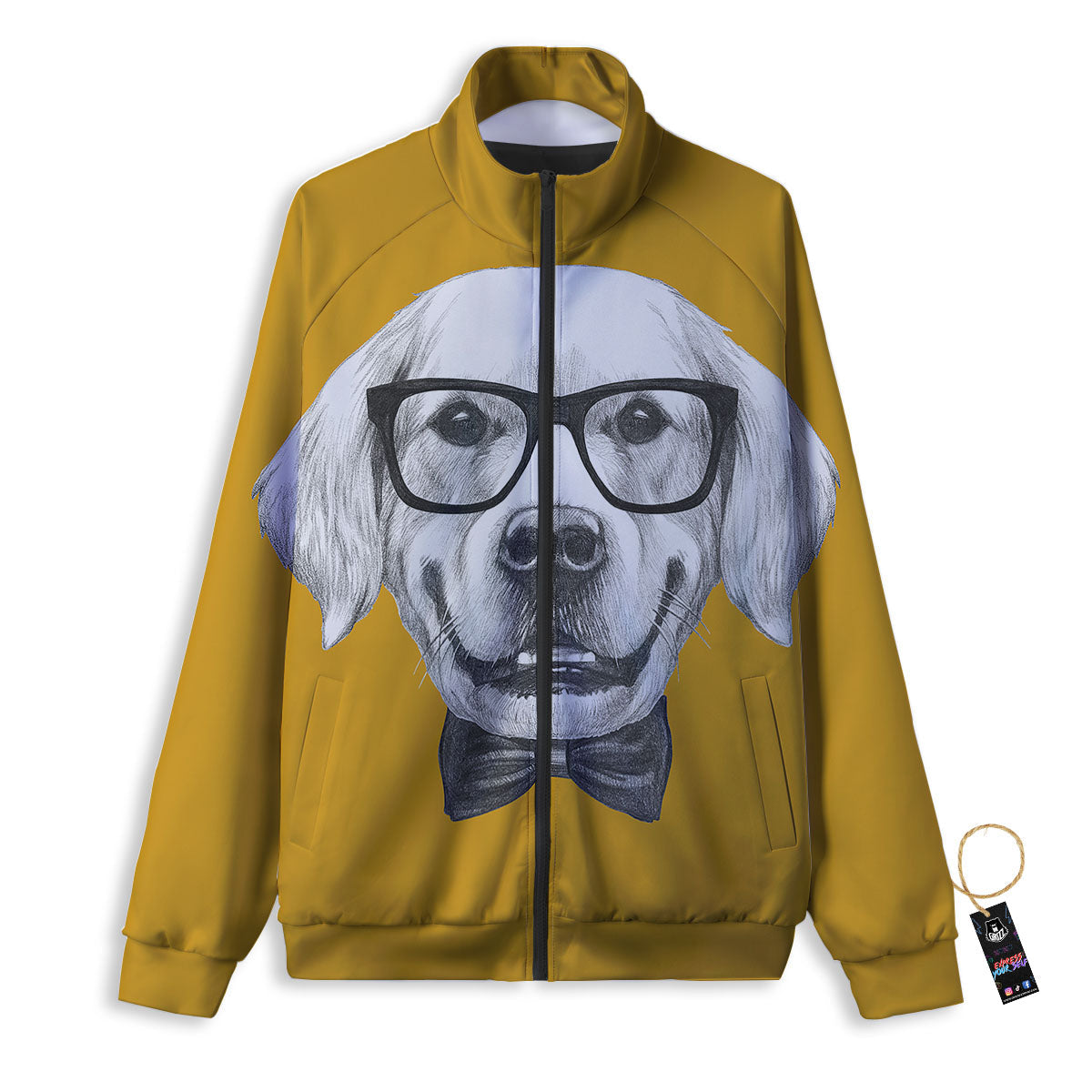Golden Retriever With Glasses Print Track Jacket-grizzshop
