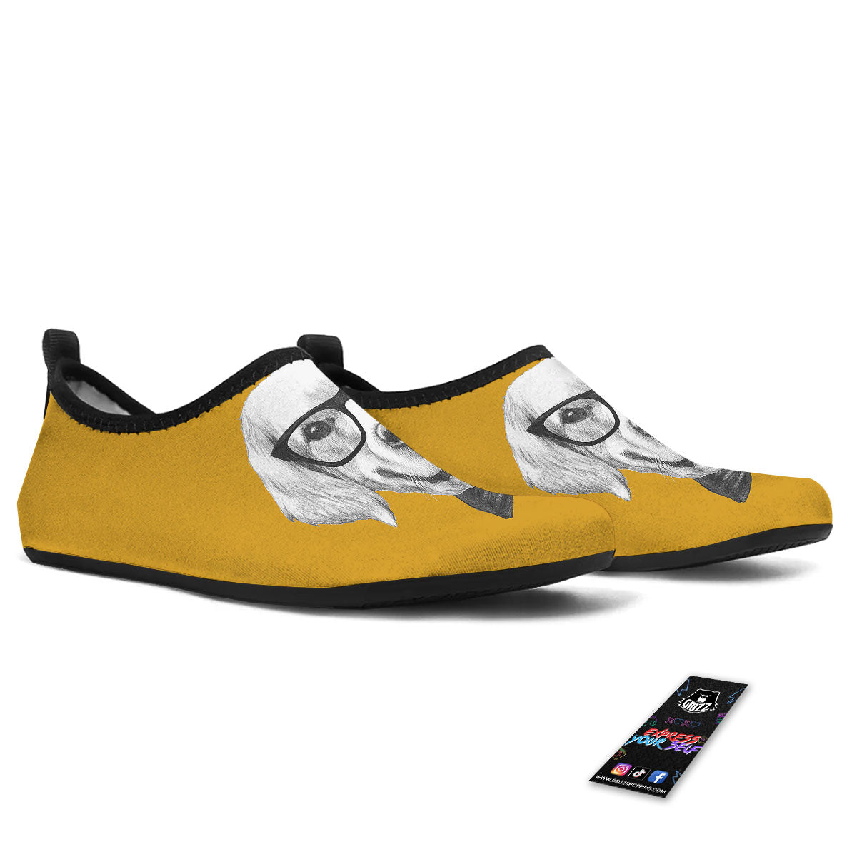 Golden Retriever With Glasses Print Water Shoes-grizzshop