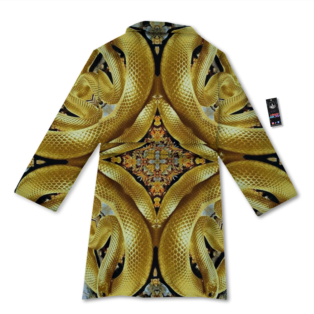 Golden Snake Kaleidoscope Print Bathrobe-grizzshop