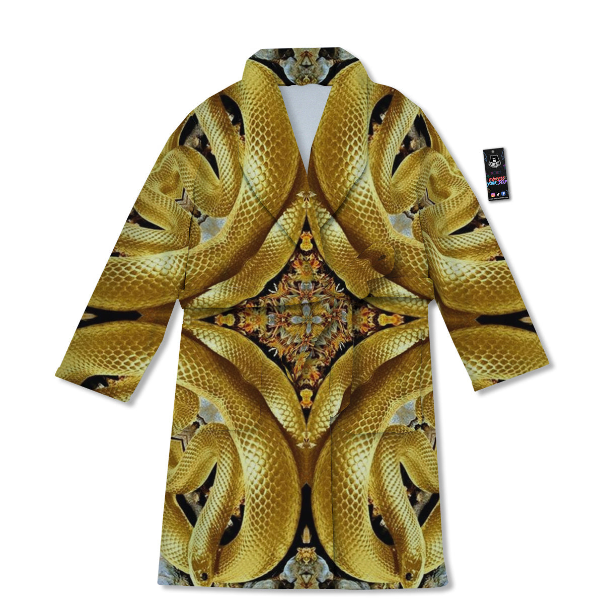Golden Snake Kaleidoscope Print Bathrobe-grizzshop