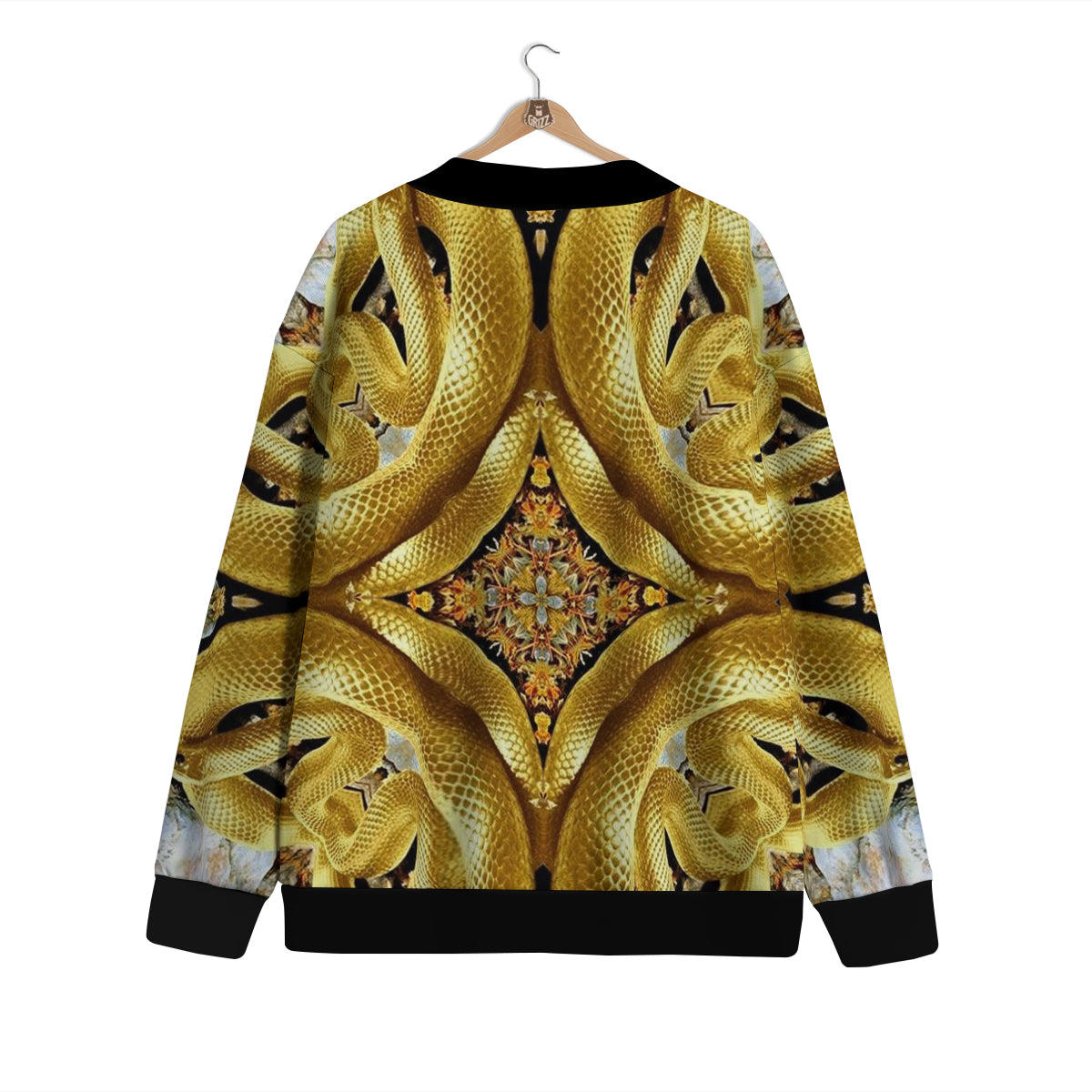 Golden Snake Kaleidoscope Print Cardigan-grizzshop