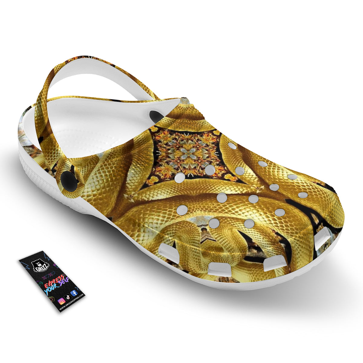 Golden Snake Kaleidoscope Print Clog-grizzshop
