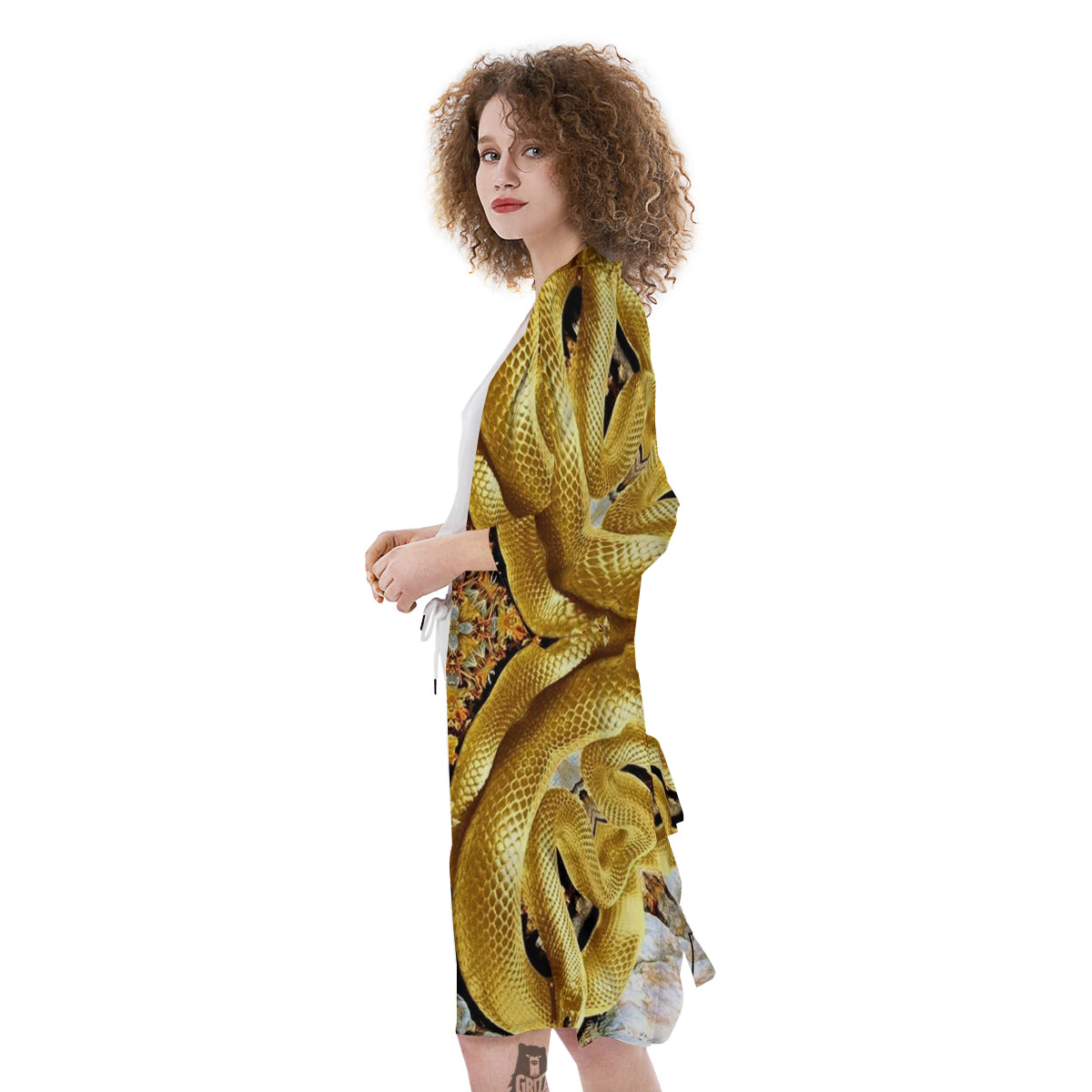 Golden Snake Kaleidoscope Print Kimono-grizzshop