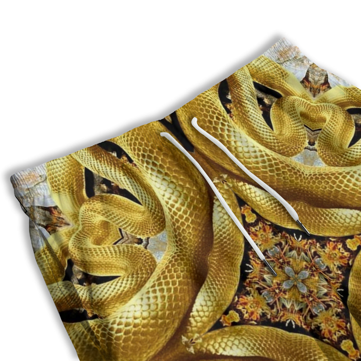Golden Snake Kaleidoscope Print Men's Athletic Shorts
