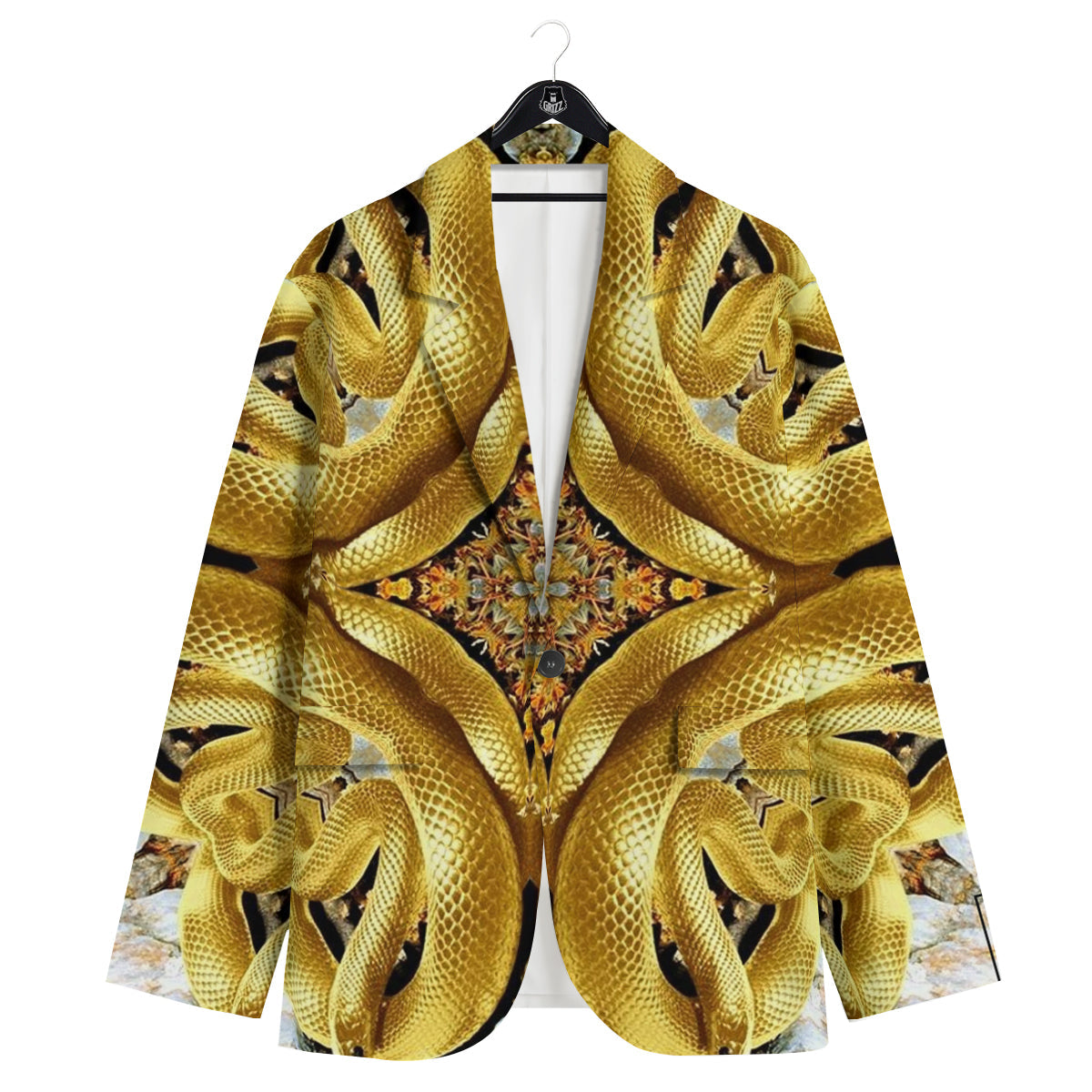 Golden Snake Kaleidoscope Print Men's Sport Coat-grizzshop